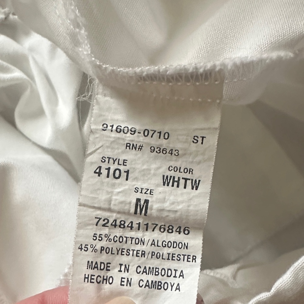 Cherokee White Women's Blouse with neckline detail & 2 pair of scrub pants FREE! - Picture 5 of 16